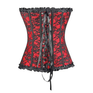 Women Boned Lace Up Back Bustier Top Corset Sexy Bodysuit