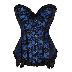 Women Boned Lace Up Back Bustier Top Corset Sexy Bodysuit