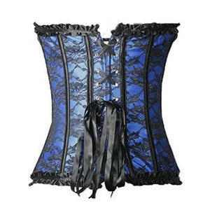 Women Boned Lace Up Back Bustier Top Corset Sexy Bodysuit