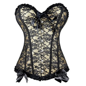 Women Boned Lace Up Back Bustier Top Corset Sexy Bodysuit