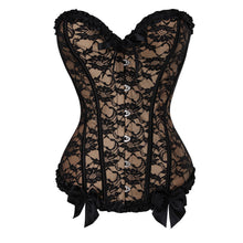 Load image into Gallery viewer, Women Boned Lace Up Back Bustier Top Corset Sexy Bodysuit