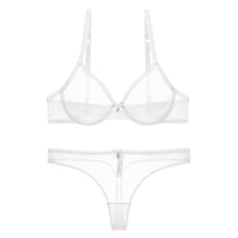 Load image into Gallery viewer, Women Bra Set Unlined See-through Ultra Thin Thongs