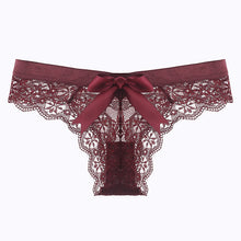 Load image into Gallery viewer, Women Low Waist Lace Panties Sexy Bowtie No Trace Breathable