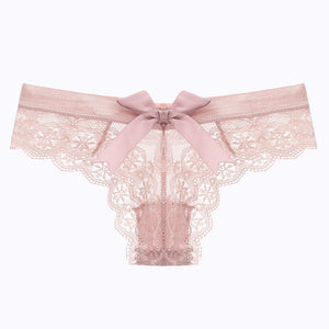 Women Low Waist Lace Panties Sexy Bowtie No Trace Breathable