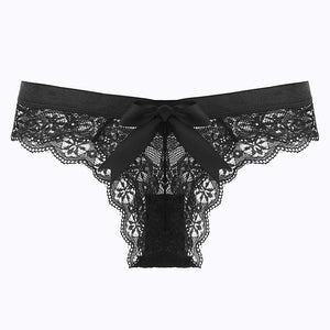 Women Low Waist Lace Panties Sexy Bowtie No Trace Breathable