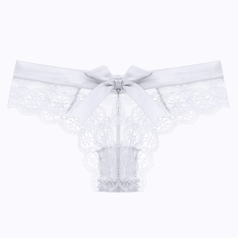 Women Low Waist Lace Panties Sexy Bowtie No Trace Breathable