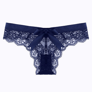 Women Low Waist Lace Panties Sexy Bowtie No Trace Breathable