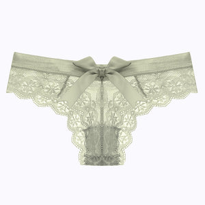 Women Low Waist Lace Panties Sexy Bowtie No Trace Breathable