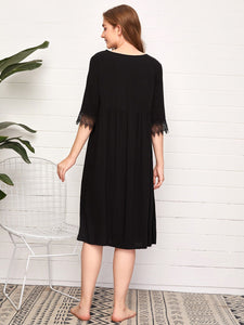 Women Spring Summer Nightgown Long Vintage Loose Homewear