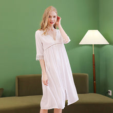 Load image into Gallery viewer, Women Spring Summer Nightgown Long Vintage Loose Homewear