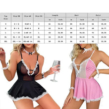 Load image into Gallery viewer, Women Sexy Sleepwear Sheer Lace Hanging Neck Strap Set