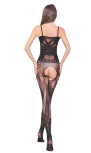 Women Black Sexy Crotchless Fish Net Body Stocking Bodysuit