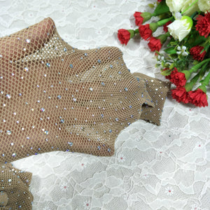 New Women Crystal Rhinestone Fishnet Net Mesh Socks Stockings Tights Pantyhose