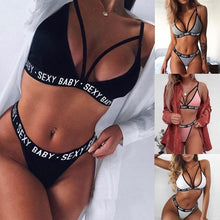 Load image into Gallery viewer, Women Summer Sexy Lingerie Sets Mode Femmes Plus Size Lencería Soutien-gorge Sexy Sous-Vêtements G-String Lettre Set Lingerie Sexy