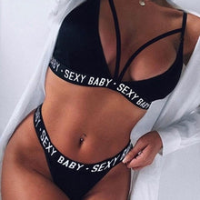 Load image into Gallery viewer, Women Summer Sexy Lingerie Sets Mode Femmes Plus Size Lencería Soutien-gorge Sexy Sous-Vêtements G-String Lettre Set Lingerie Sexy