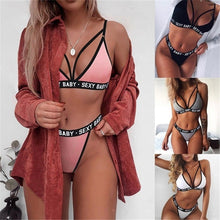 Load image into Gallery viewer, Women Summer Sexy Lingerie Sets Mode Femmes Plus Size Lencería Soutien-gorge Sexy Sous-Vêtements G-String Lettre Set Lingerie Sexy