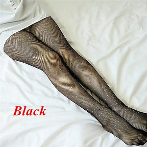 New Women Crystal Rhinestone Fishnet Net Mesh Socks Stockings Tights Pantyhose