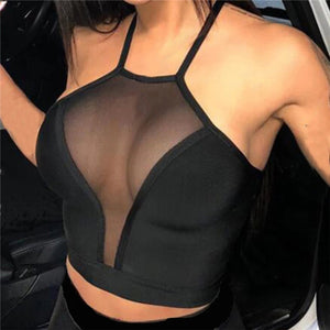 1 Pcs Mesh Crop Top Summer Women Casual Tank Top Vest Blouse Sleeveless Sport Crop Tops Shirt See-through Transparent Crop Top