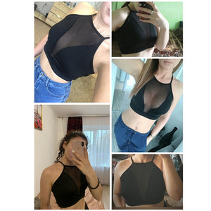 1 Pcs Mesh Crop Top Summer Women Casual Tank Top Vest Blouse Sleeveless Sport Crop Tops Shirt See-through Transparent Crop Top