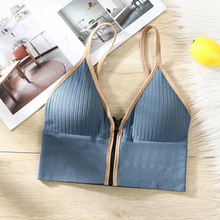 Load image into Gallery viewer, Women Front Zipper Tube Top Bra Vest Deep V Wireless Sexy Gathered