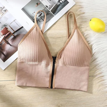 Load image into Gallery viewer, Women Front Zipper Tube Top Bra Vest Deep V Wireless Sexy Gathered