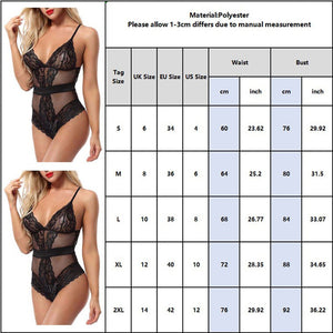 Women Sexy Lace Hollow Out Bodysuit Lingerie Lace