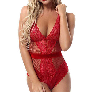 Women Sexy Lace Hollow Out Bodysuit Lingerie Lace