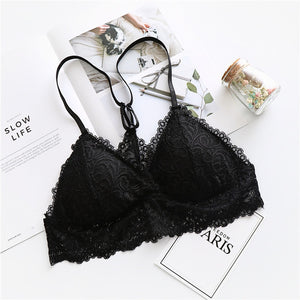 Fashion Women Deep-V Lace Bra Underwear Set Lace Tops and Panties Two Pieces Bikini Sets