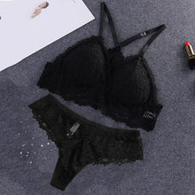 Load image into Gallery viewer, Fashion Women Deep-V Lace Bra Underwear Set Lace Tops and Panties Two Pieces Bikini Sets