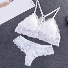 Load image into Gallery viewer, Fashion Women Deep-V Lace Bra Underwear Set Lace Tops and Panties Two Pieces Bikini Sets