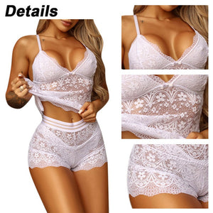 Women Floral Lace Set Spaghetti Strap Lace Sexy