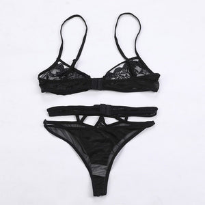 Women Sexy Upper Lower Split Two-Piece Suit Lace Bra Set