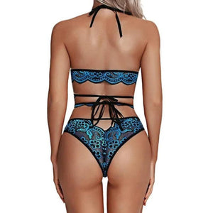 Women Sexy Lace Underwear Embroidered Set Bra Panties