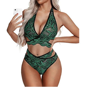 Women Sexy Lace Underwear Embroidered Set Bra Panties