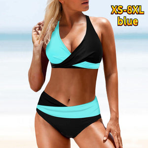 Women Bikini Set Swimwear Swimsuit Bathing Swimwear Suit Ladies Bikini Set Summer Swimming Suit Two Pieces Patchwork Beachwear Monokini Plus Size XS-8XL