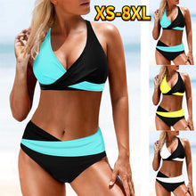 Load image into Gallery viewer, Women Bikini Set Swimwear Swimsuit Bathing Swimwear Suit Ladies Bikini Set Summer Swimming Suit Two Pieces Patchwork Beachwear Monokini Plus Size XS-8XL