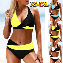 Load image into Gallery viewer, Women Bikini Set Swimwear Swimsuit Bathing Swimwear Suit Ladies Bikini Set Summer Swimming Suit Two Pieces Patchwork Beachwear Monokini Plus Size XS-8XL