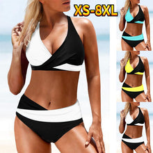 Load image into Gallery viewer, Women Bikini Set Swimwear Swimsuit Bathing Swimwear Suit Ladies Bikini Set Summer Swimming Suit Two Pieces Patchwork Beachwear Monokini Plus Size XS-8XL