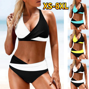 Women Bikini Set Swimwear Swimsuit Bathing Swimwear Suit Ladies Bikini Set Summer Swimming Suit Two Pieces Patchwork Beachwear Monokini Plus Size XS-8XL