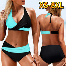 Load image into Gallery viewer, Women Bikini Set Swimwear Swimsuit Bathing Swimwear Suit Ladies Bikini Set Summer Swimming Suit Two Pieces Patchwork Beachwear Monokini Plus Size XS-8XL