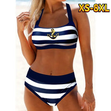 Load image into Gallery viewer, Women Split Bandeau Striped Printed Bikini Swimsuit