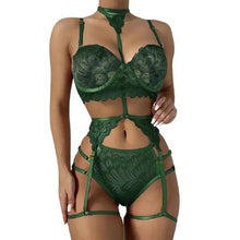 Load image into Gallery viewer, Women Lingerie Lace Floral Bustier Bra+G-String Panties Set