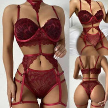 Load image into Gallery viewer, Women Lingerie Lace Floral Bustier Bra+G-String Panties Set