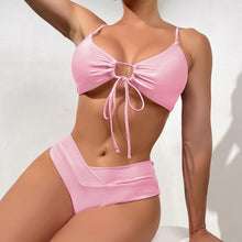 Load image into Gallery viewer, 2023 new multi-color solid color tie split swimsuit female sexy bikini