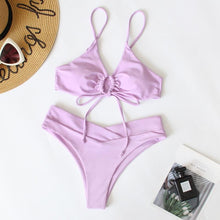 Load image into Gallery viewer, 2023 new multi-color solid color tie split swimsuit female sexy bikini