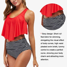 Load image into Gallery viewer, Fashion Bathing Suits Backless Print for Women Swimsuit Tankini Ruffle Tops High Waisted Tummy Control Bikini Set