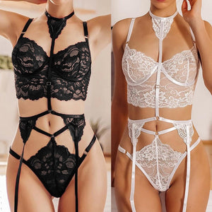 Women Lace Sexy Bra Panty Set Babydoll Bodysuit