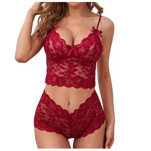 Women Sheer Lace Fashion Erotic Lingerie Sexy Set