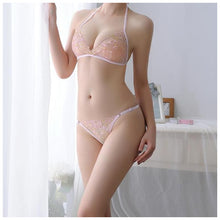 Load image into Gallery viewer, Women Mesh Embroidery Lingerie Strappy Bra Panties Set Sexy Cute