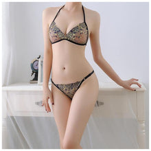 Load image into Gallery viewer, Women Mesh Embroidery Lingerie Strappy Bra Panties Set Sexy Cute